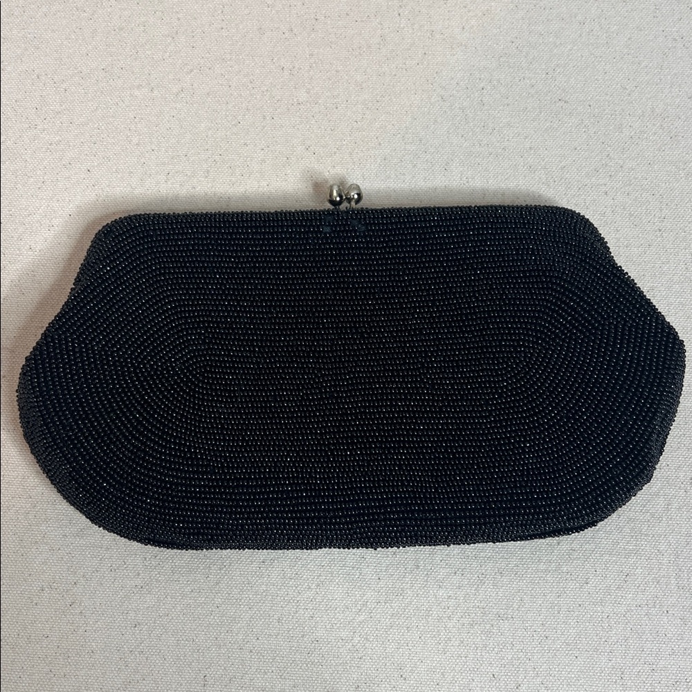 Vintage Black Beaded Evening Clutch Made in Japan – Stunning Hand-Beaded Design - Picture 5 of 10